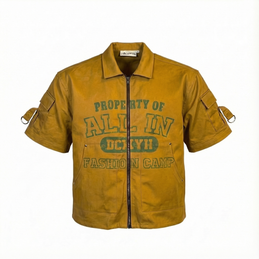 Zip up collar pocket shirt