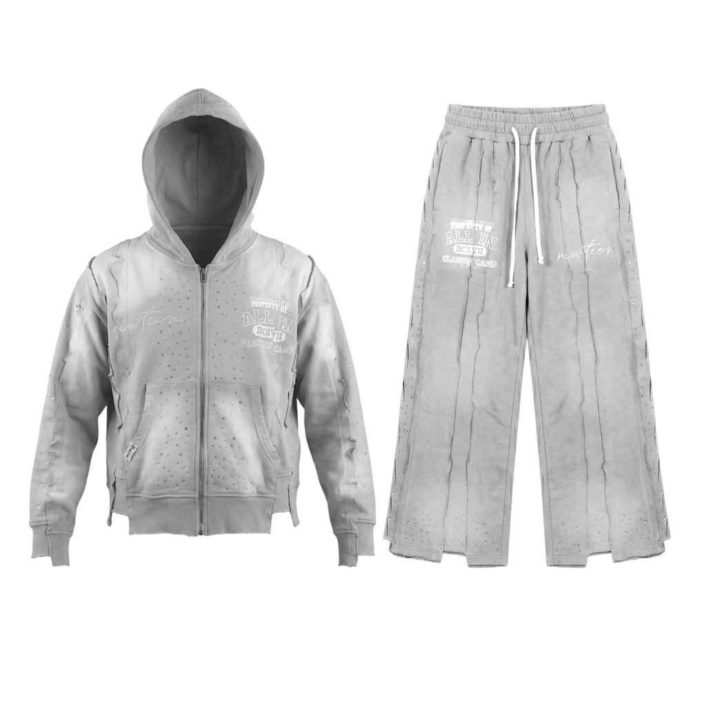 Gray sweat suit