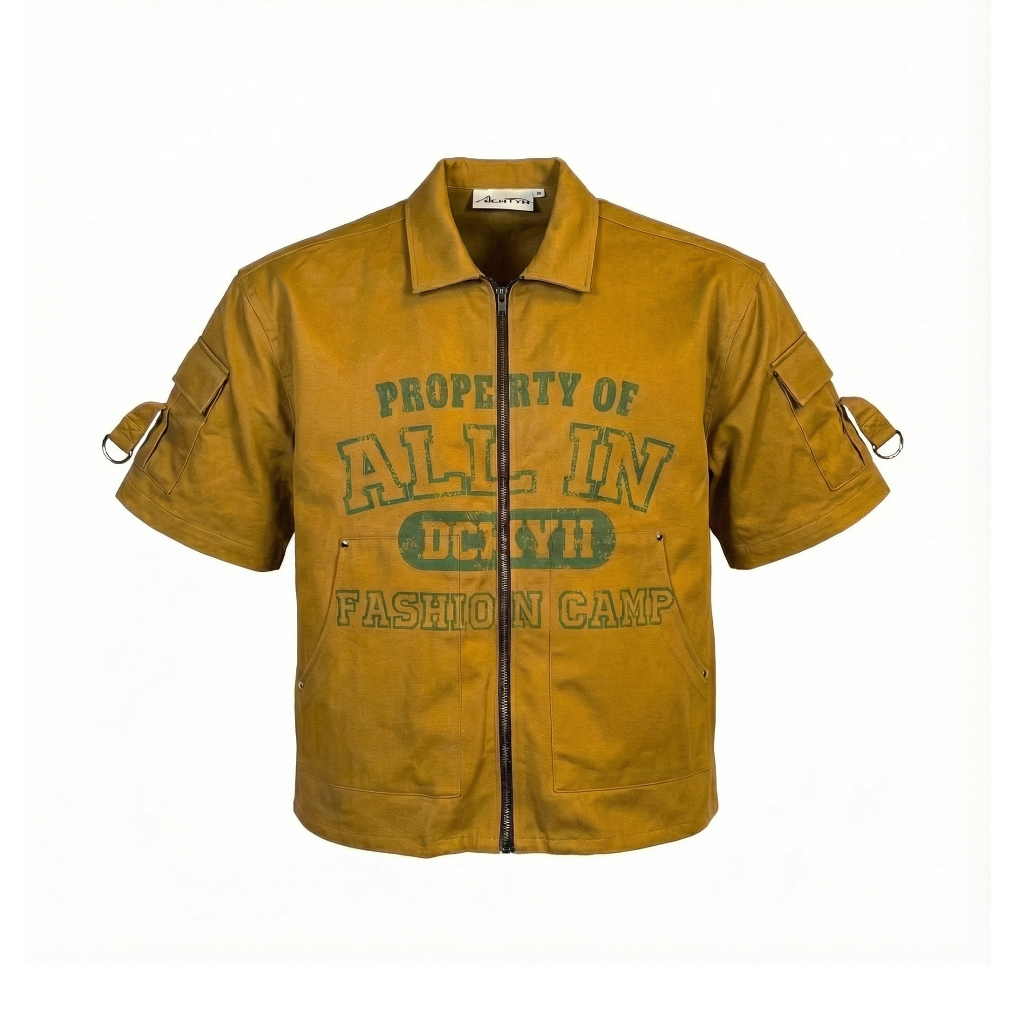 Zip up collar pocket shirt