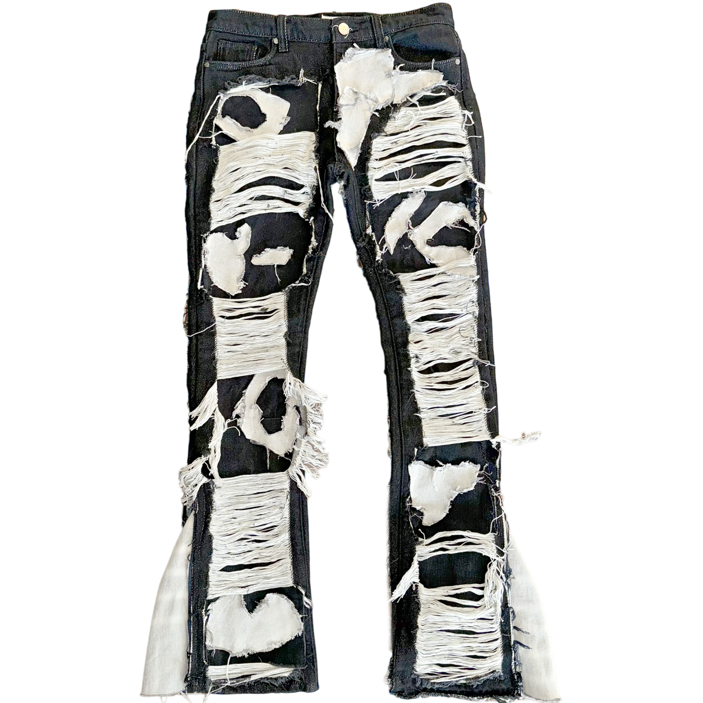 Black Distressed Flare Jeans