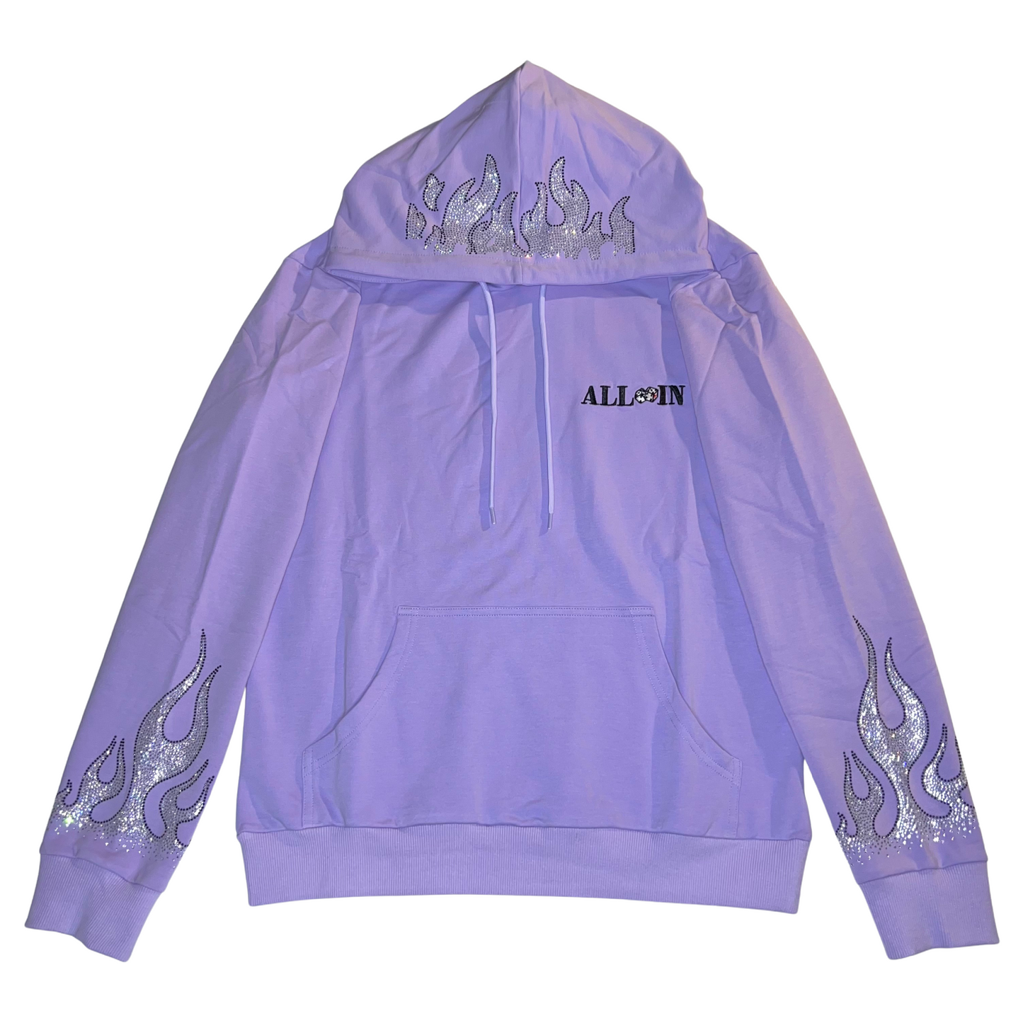 Sweat à capuche violet strass